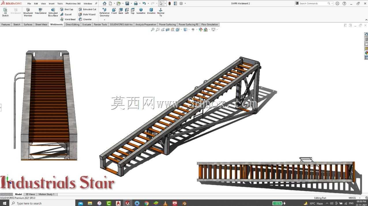 Solidworks教程#216工业楼梯通过SW Easy Design在Solidworks中设计焊接件