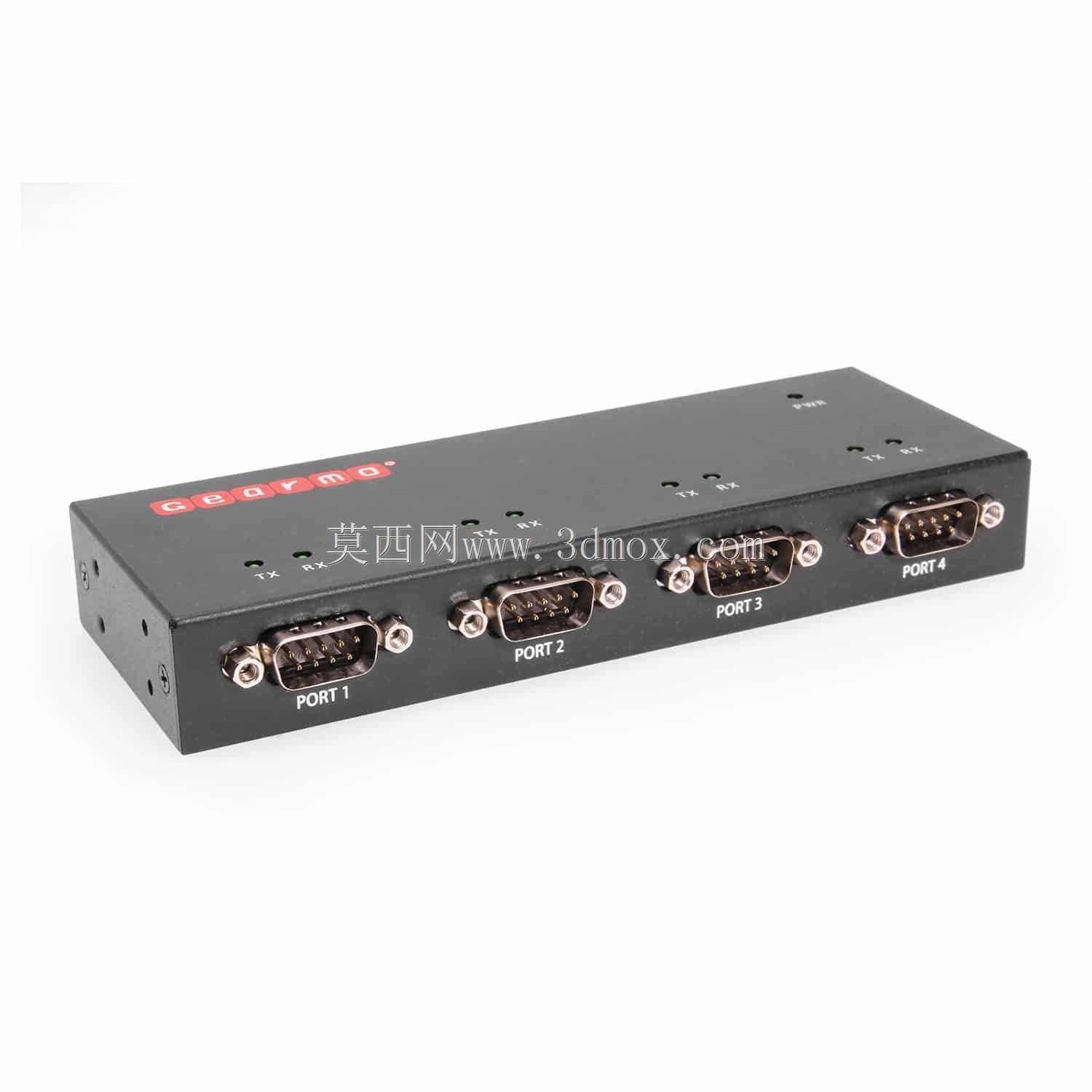 Gearmo USB 4端口串行RS232,具有FTDI芯片组和RX/TX LED指示灯