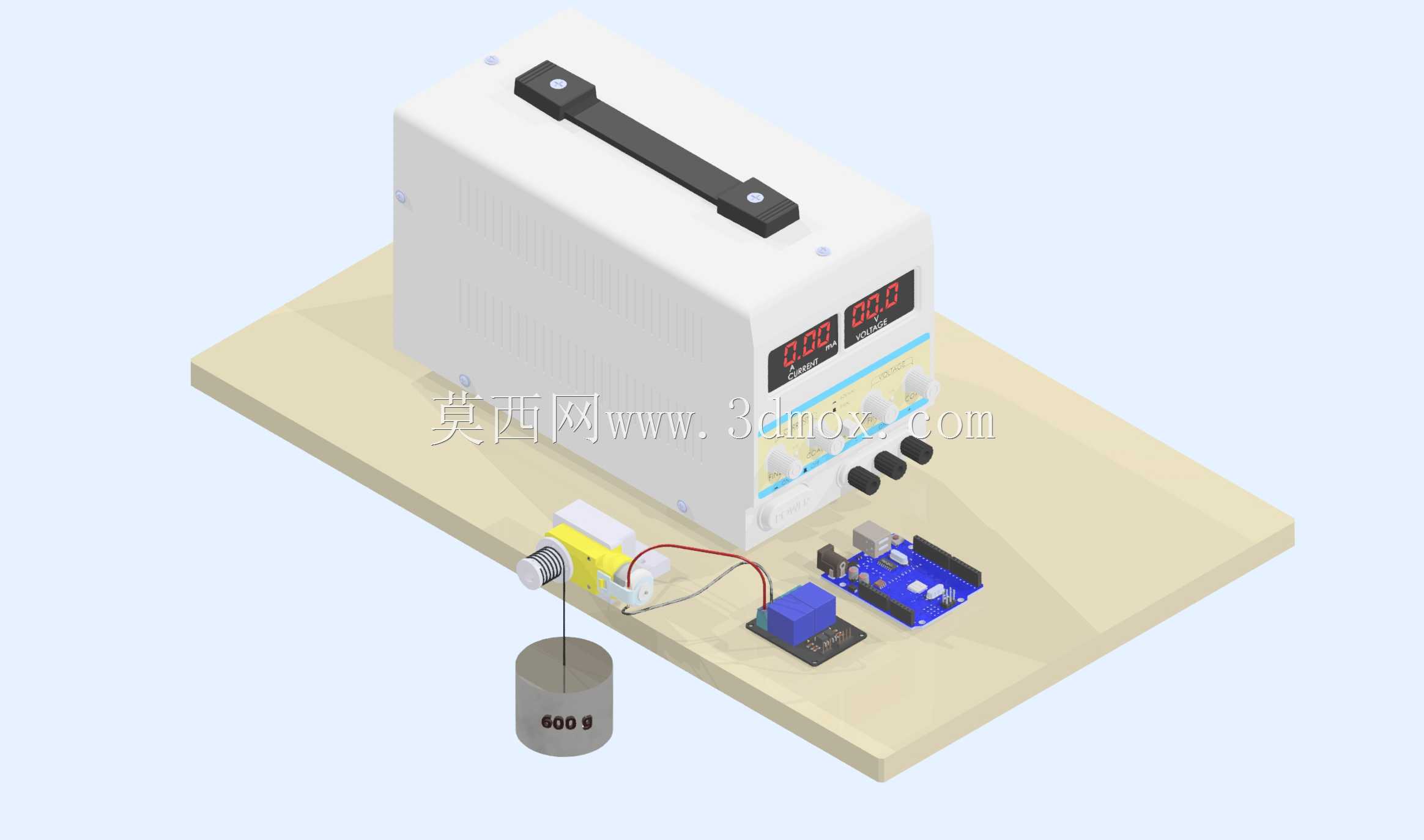 用于测试Arduino齿轮马达驱动扭矩的简易3D打印绞车