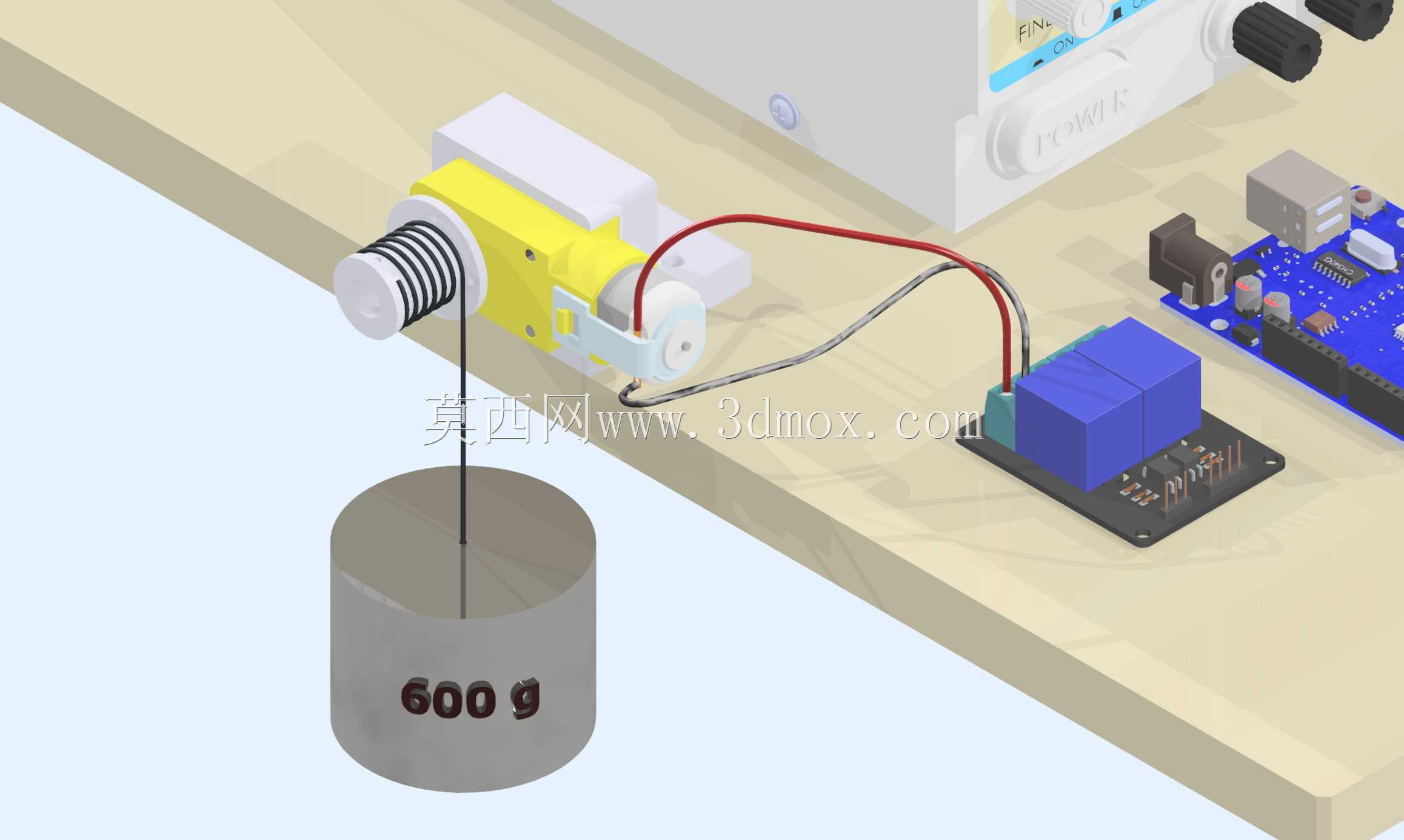 用于测试Arduino齿轮马达驱动扭矩的简易3D打印绞车