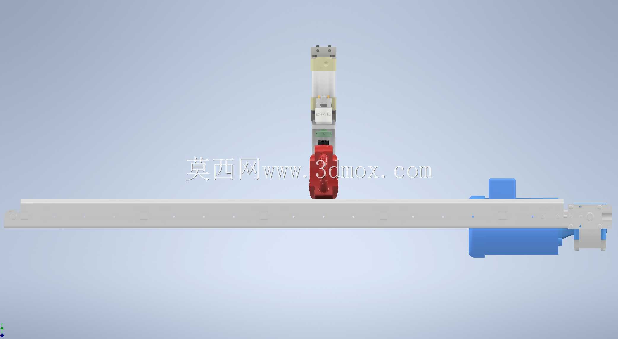 传送带上瓶盖的自动关闭系统。