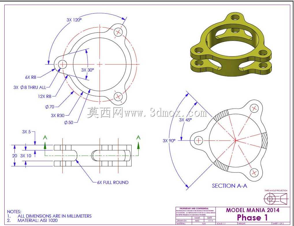 \Solid Edge ST4的“SolidWorks Model mania 2015 \”第1阶段\u00262