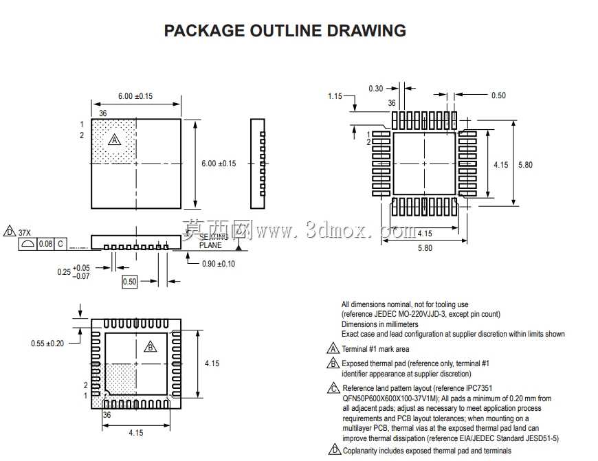 QFN36 0.5mm 6x6mm