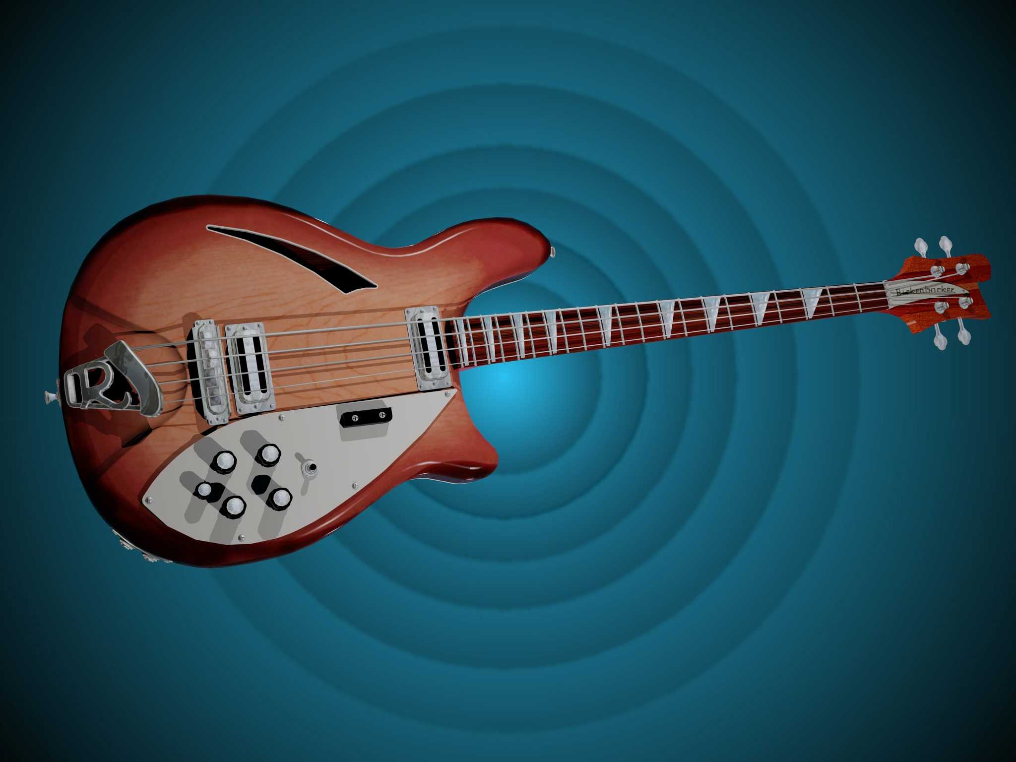 Rickenbacker 4005半空心车身低音-AutoCAD 2008