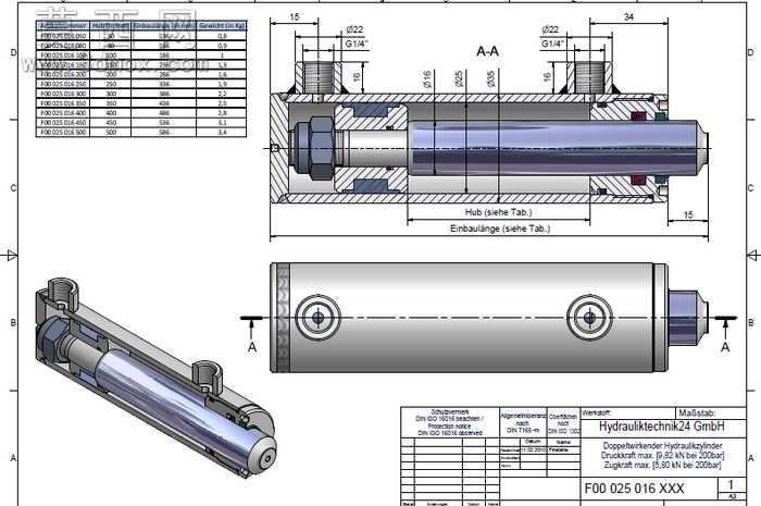 液压缸Hydraulikzylinder25x16xLmm(9大小)