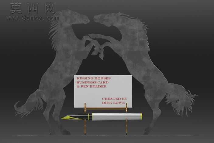 "接吻马"名片夹,名片自然拼图、3d持有人metalcraftdesign