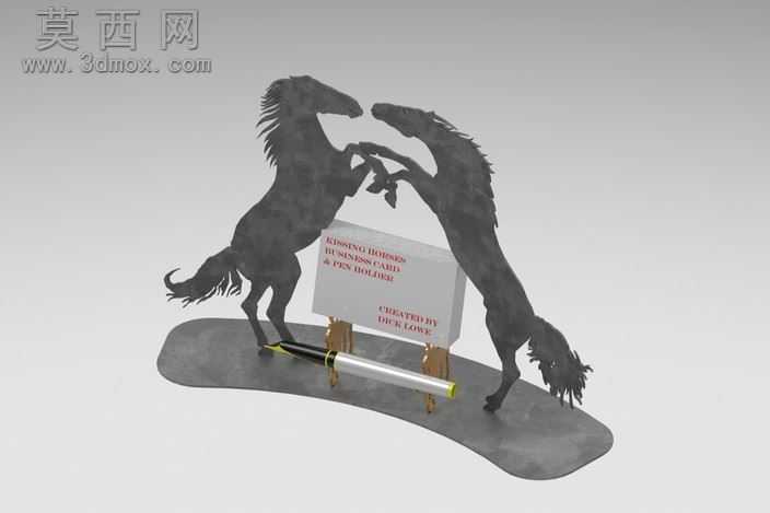 "接吻马"名片夹,名片自然拼图、3d持有人metalcraftdesign
