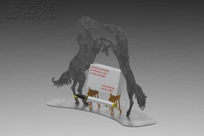 "接吻马"名片夹,名片自然拼图、3d持有人metalcraftdesign