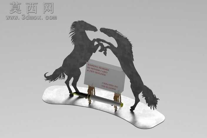 "接吻马"名片夹,名片自然拼图、3d持有人metalcraftdesign