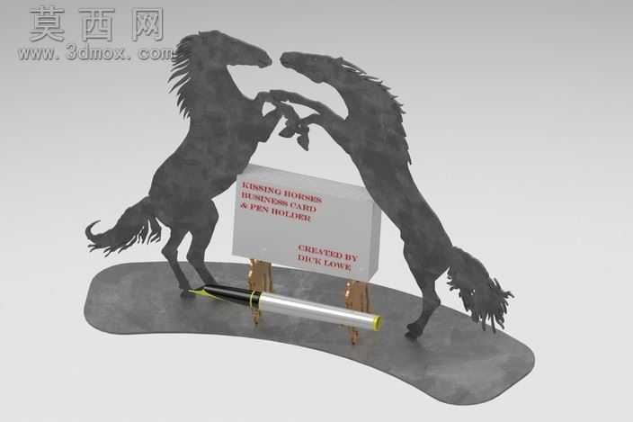 "接吻马"名片夹,名片自然拼图、3d持有人metalcraftdesign