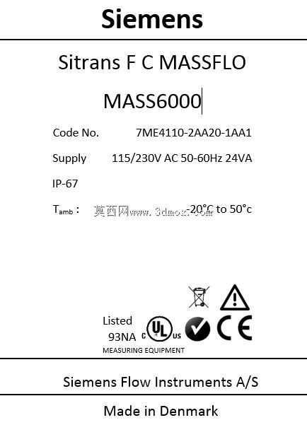 ������Sitrans Massflow/Magflo F C 6000