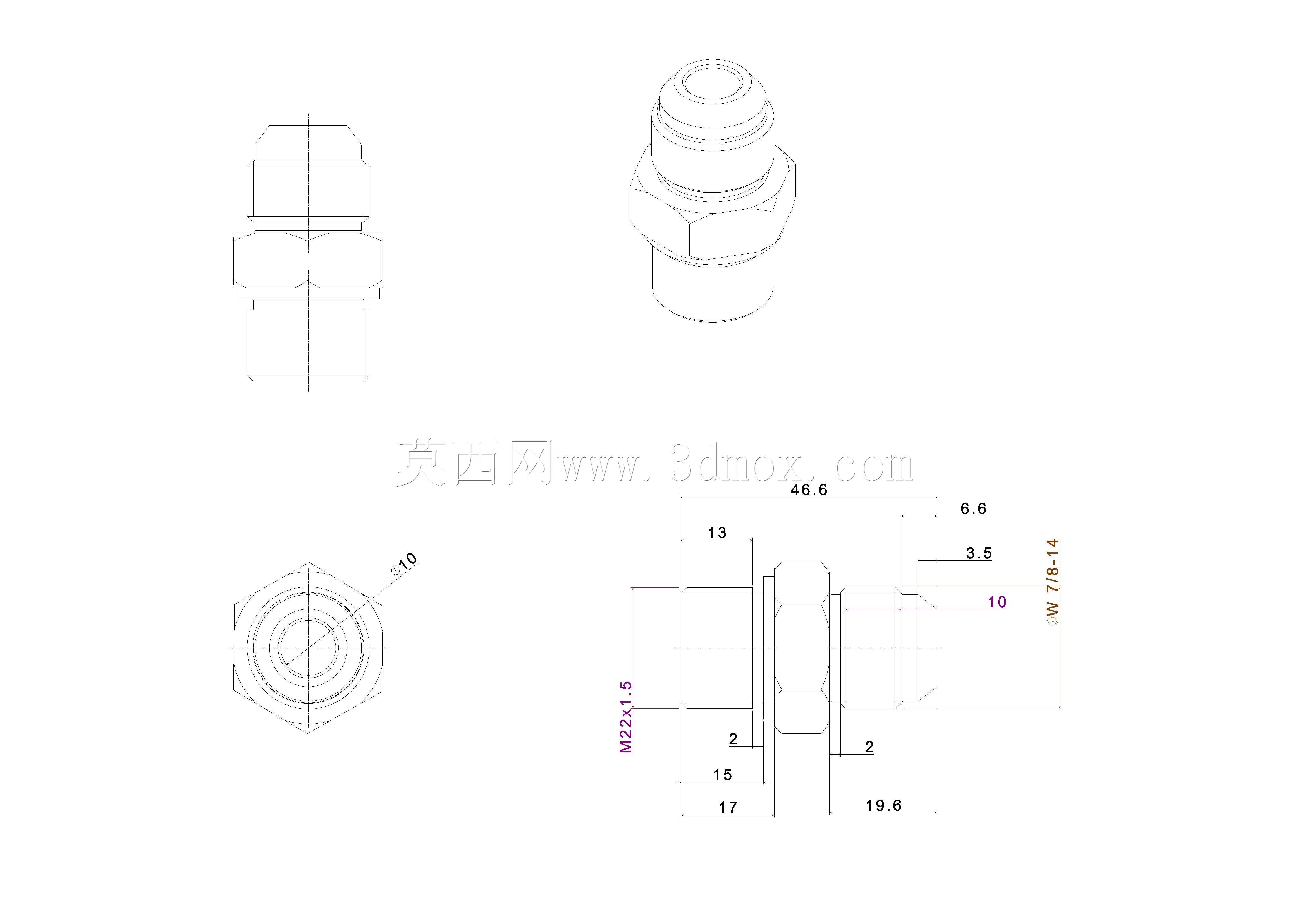 Niplu M20x1��5-W 7/8-14