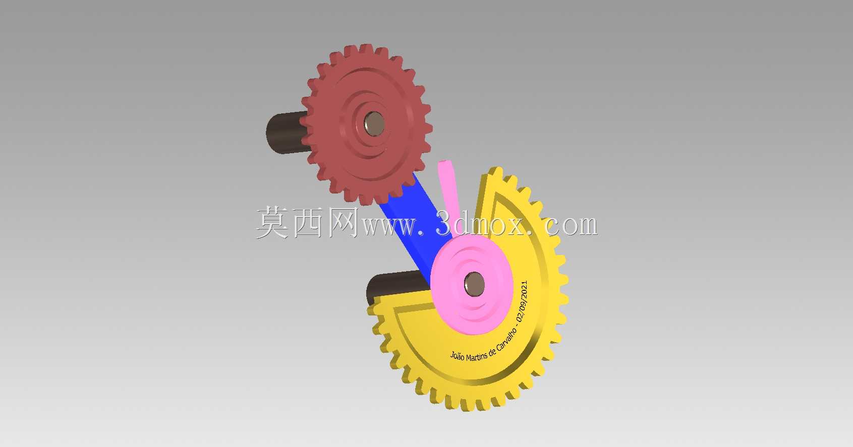 两个具有自由齿的齿轮的运动。