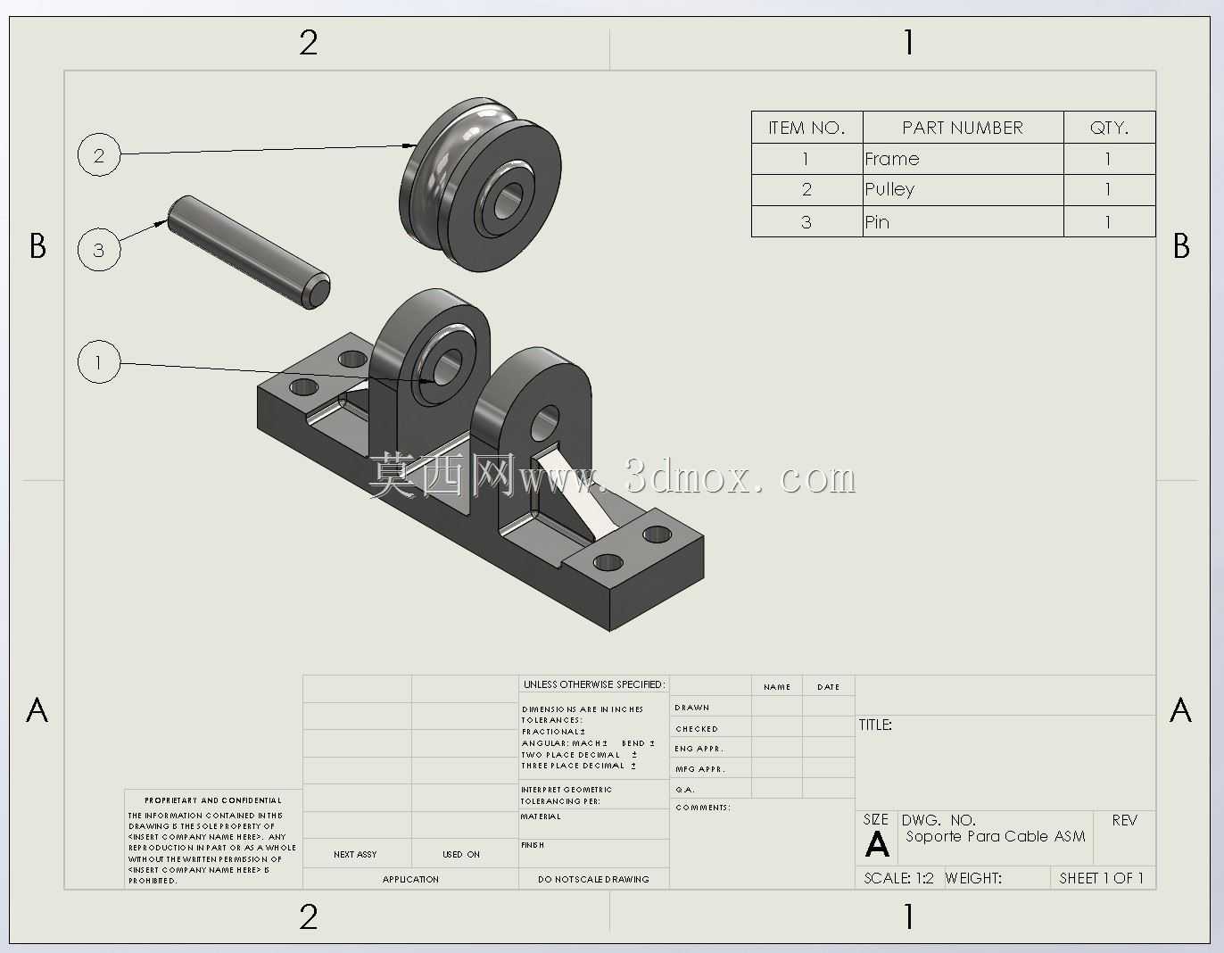 SolidWorks三维模型(电缆支架)