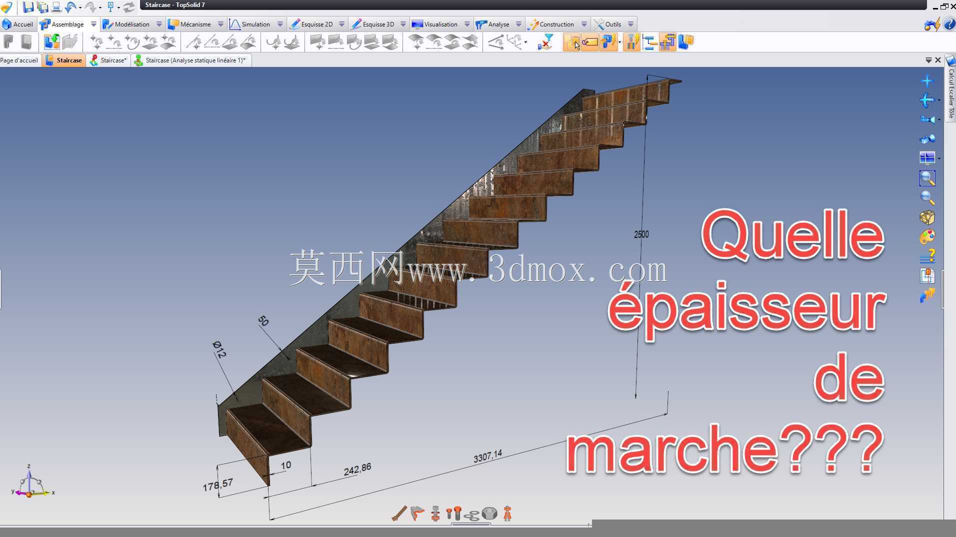 Calcul escalier t?le-TopSolid'FEA