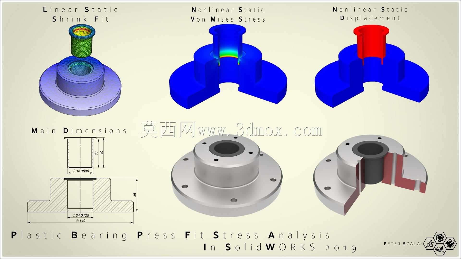 SolidWorks 2019中的塑料套筒轴承压装仿真