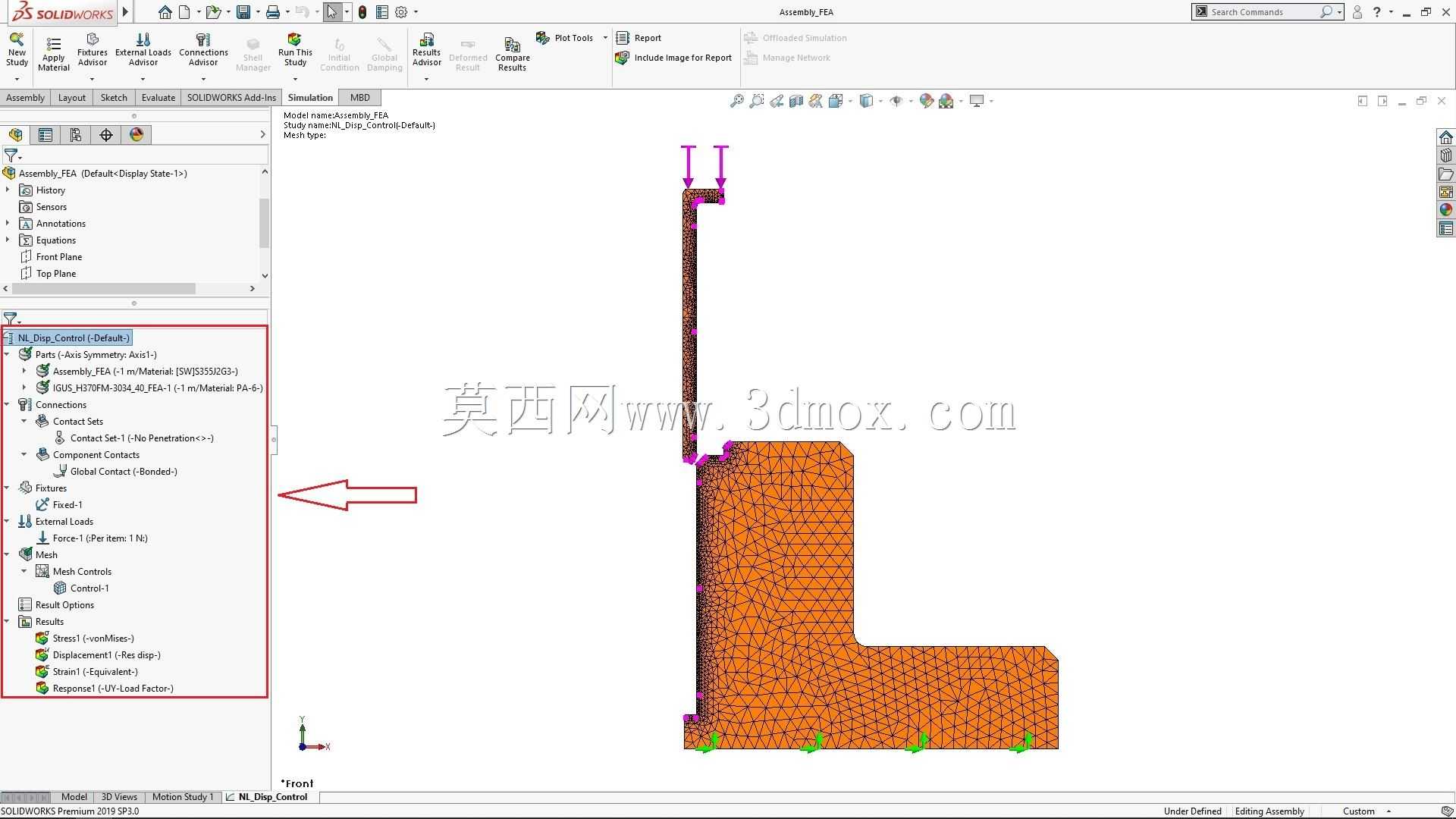 SolidWorks 2019中的塑料套筒轴承压装仿真