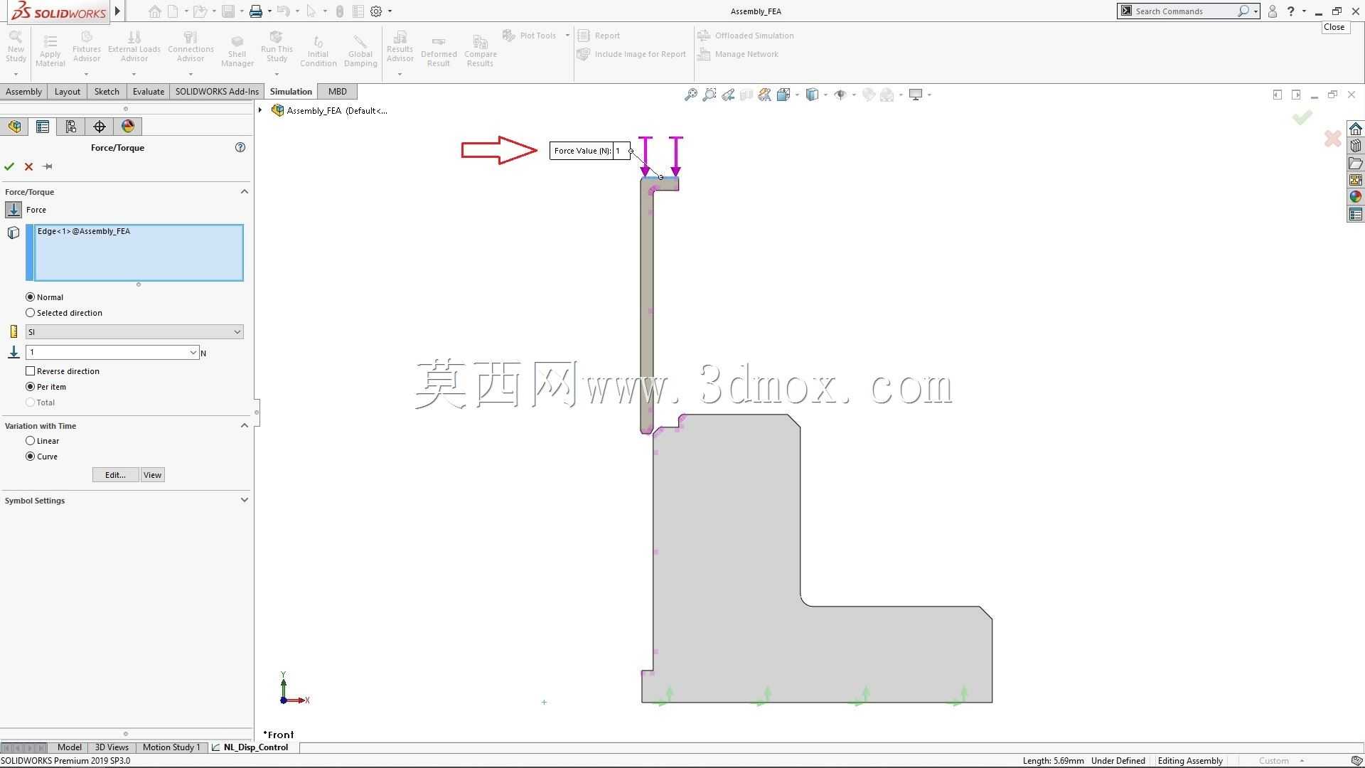 SolidWorks 2019中的塑料套筒轴承压装仿真
