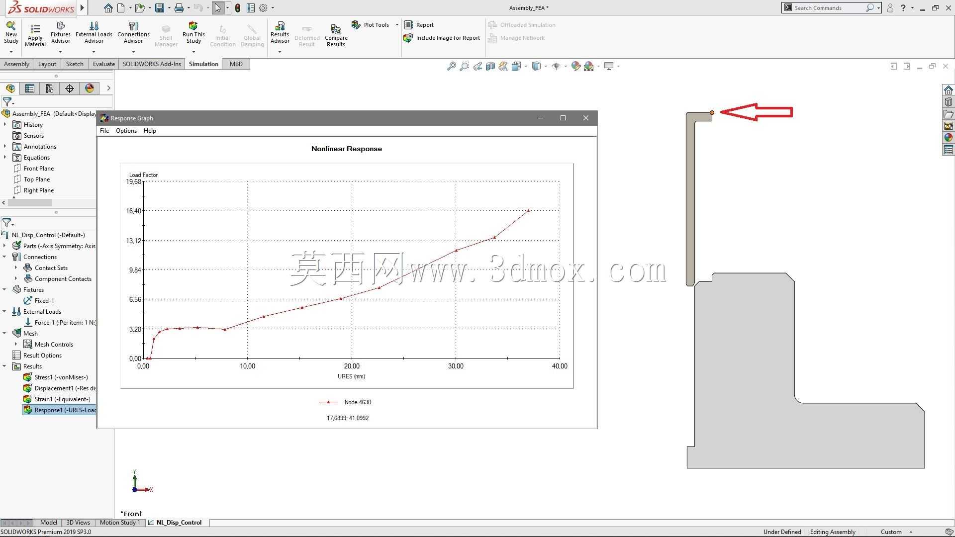 SolidWorks 2019中的塑料套筒轴承压装仿真