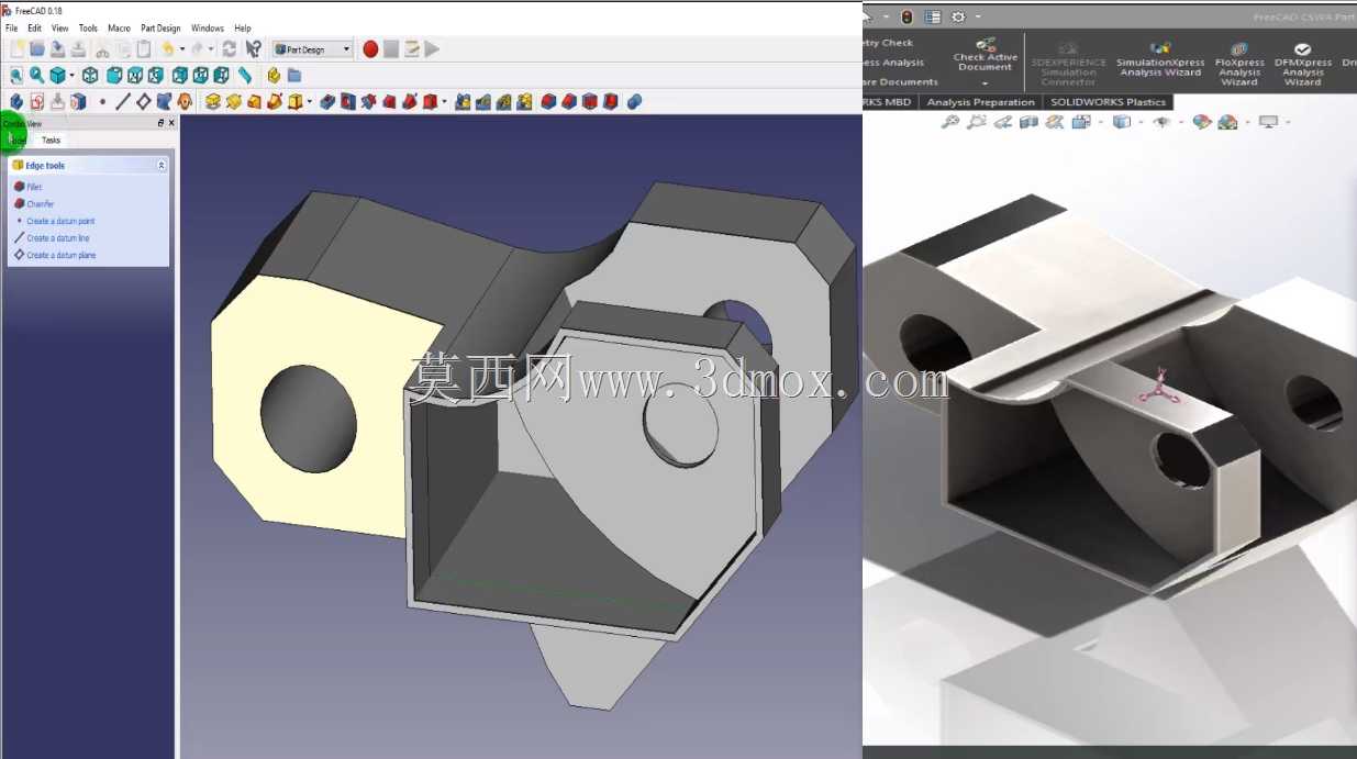 SolidWorks CSWA零件由FreeCAD制造