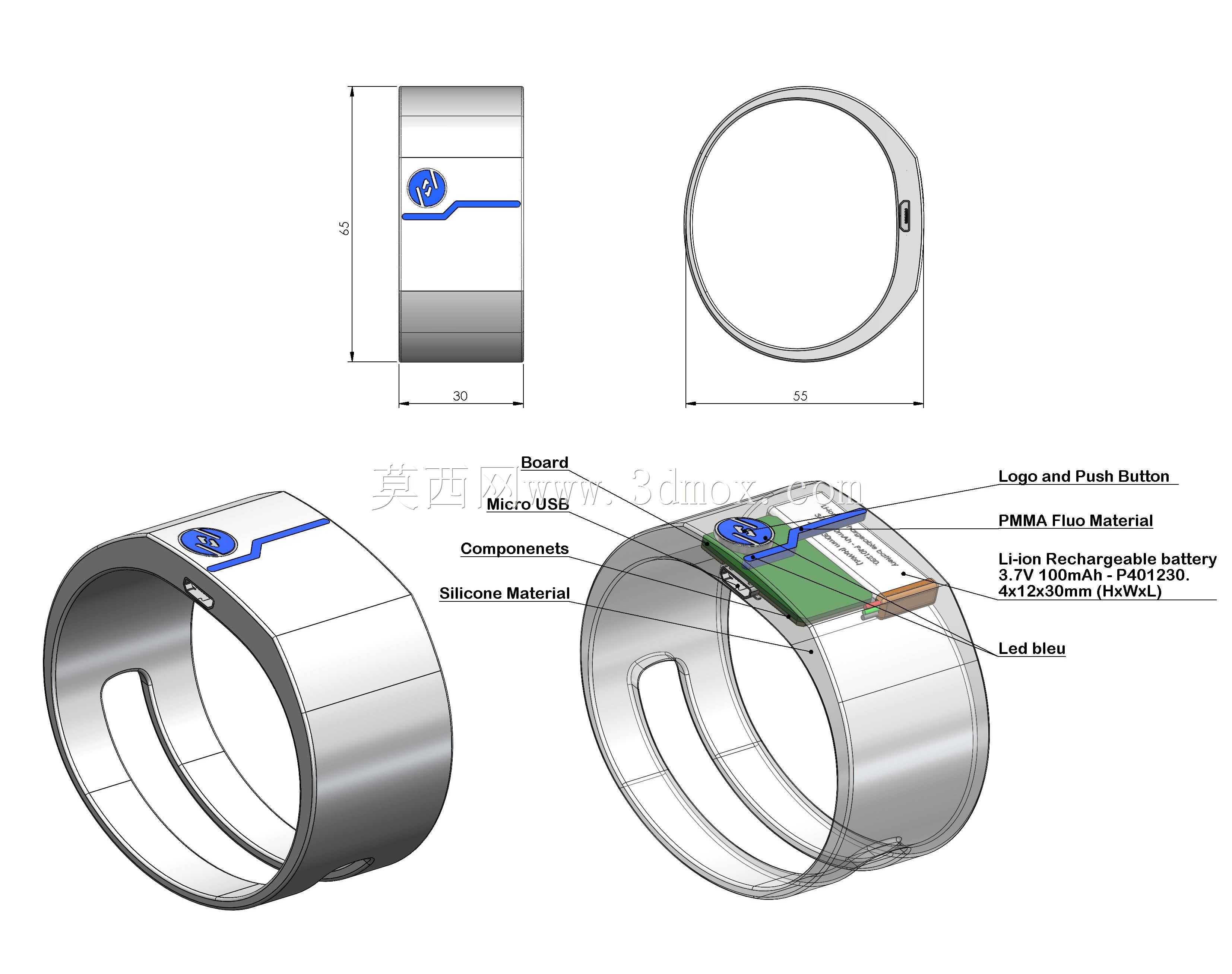 Amico Silicon\u0026双材料手镯卡尔·格罗斯博伊斯***3D***