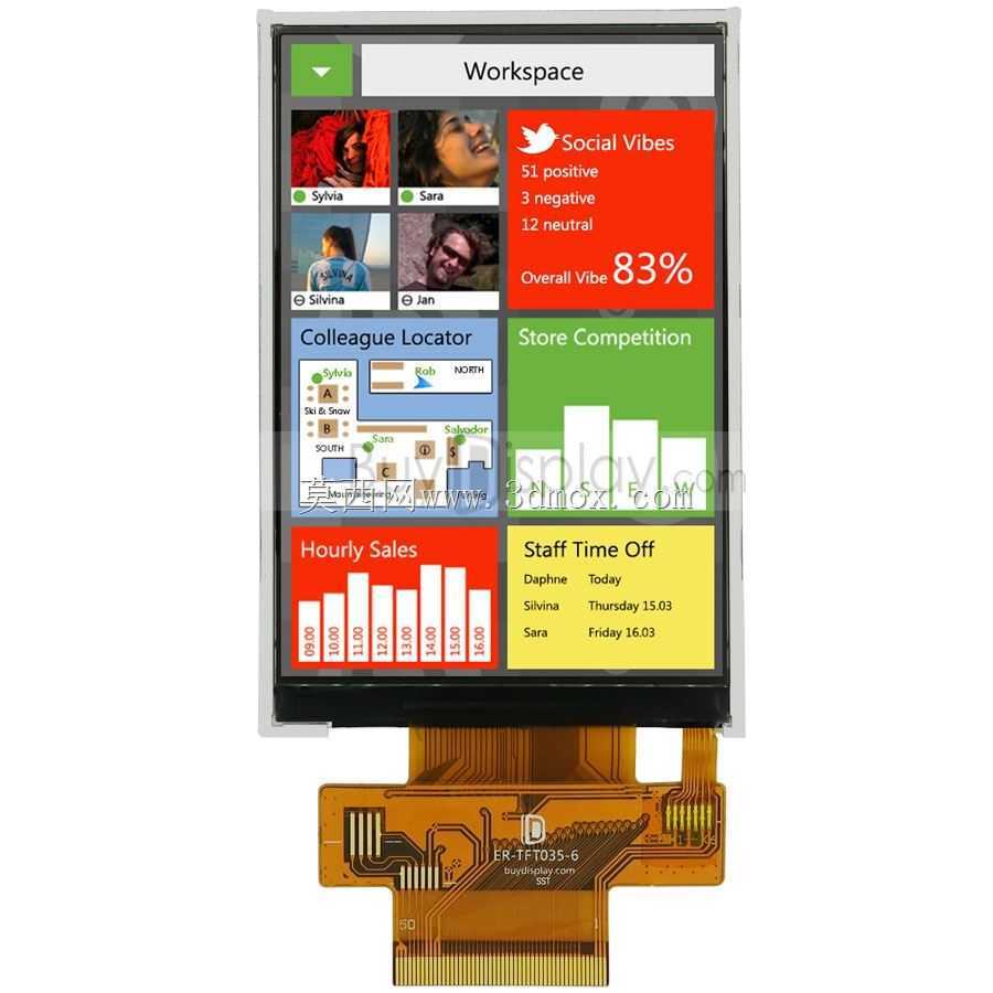 320x480中的串行SPI 3.5 \“TFT LCD模块,OPTL触摸屏,ILI9488