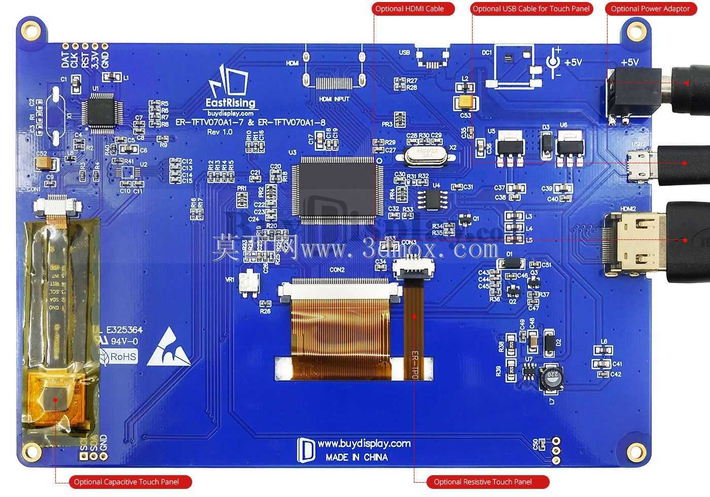 Raspberry PI 7“触摸屏显示选择电容/电阻触摸