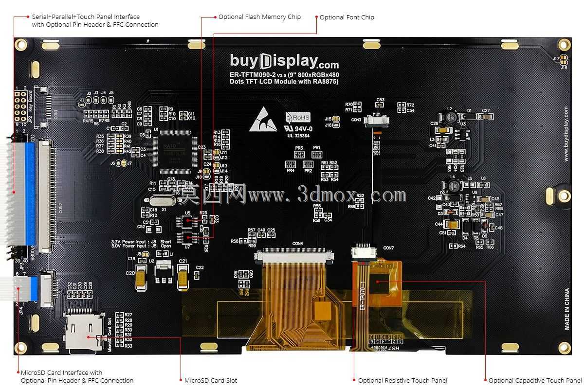 9英寸LCD模块TFT显示屏,带触摸面板、I2C+串行SPI、Arduino\t 9英寸LCD模块TFT显示屏,带触摸面板、I2C+串行SPI、Arduino