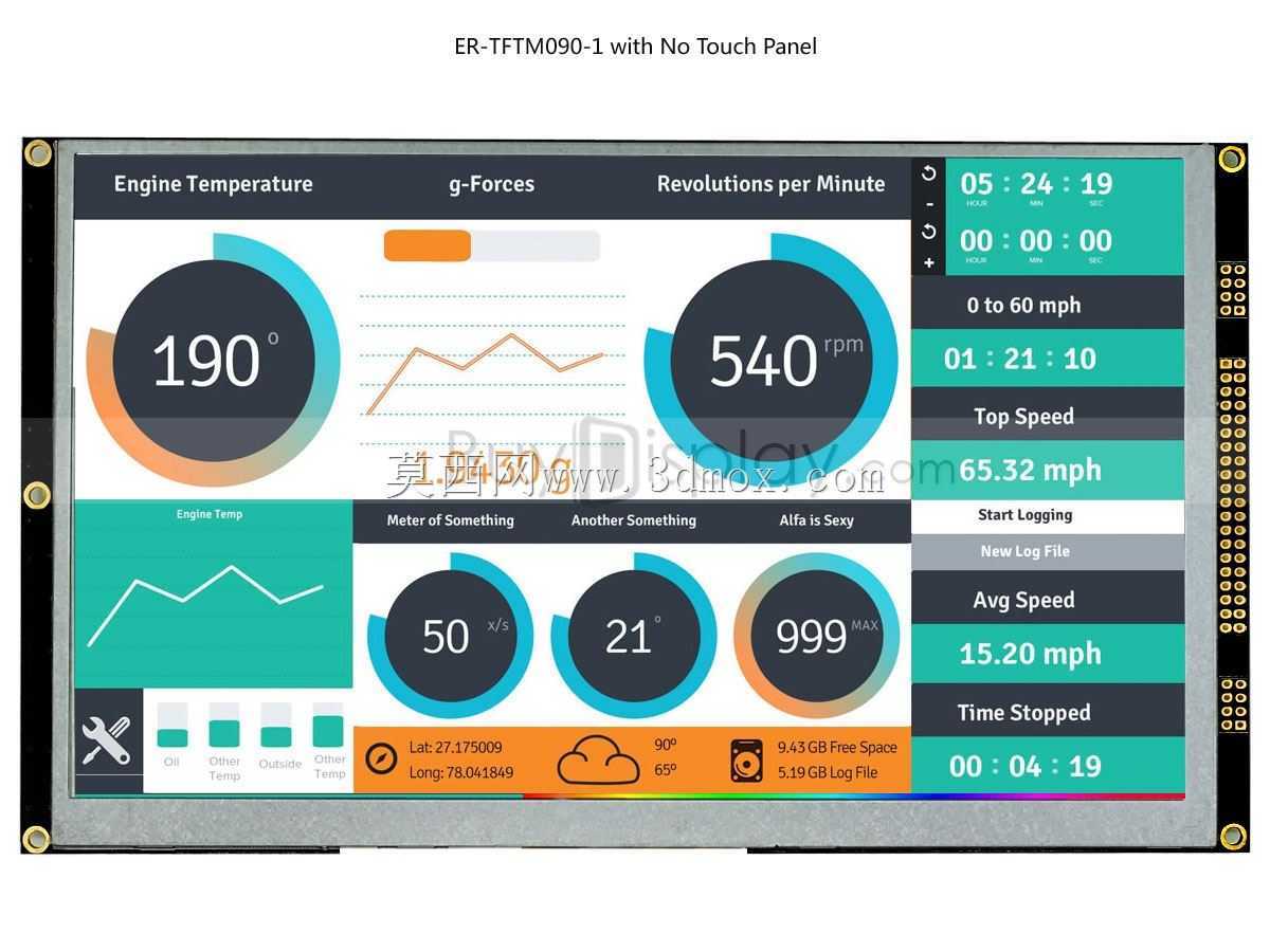 带SSD1963 Arduino控制器板的9英寸TFT LCD模块触摸显示屏