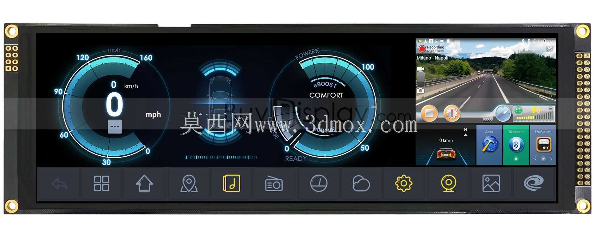 SPI 1280x400 7.84英寸IPS TFT LCD模块,带RA8876,OPTL电容式触摸屏