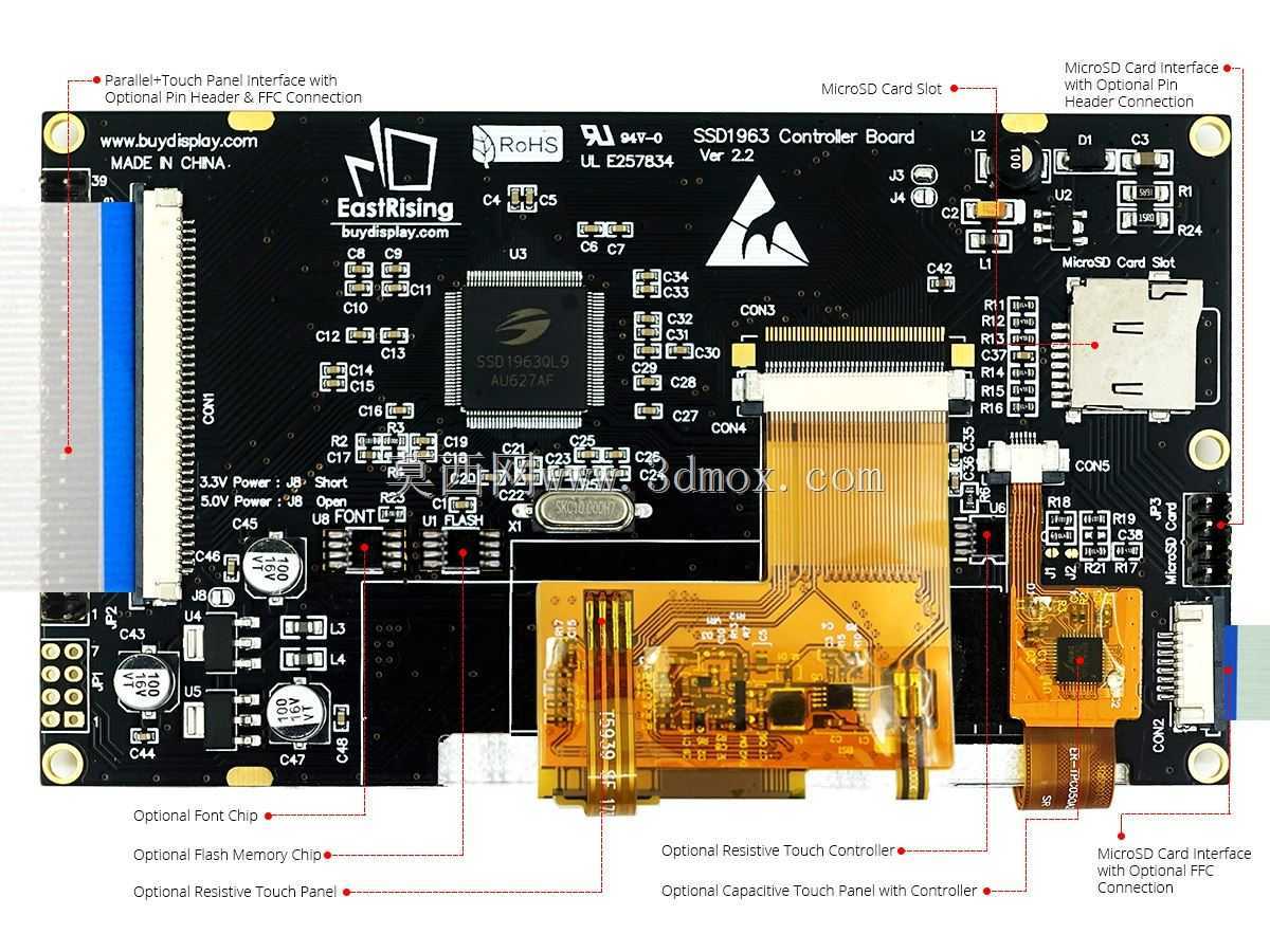 LCD 5Ӣ��SSD1963 TFTģ�飬��ѡ��������ʾ800x480 MCU