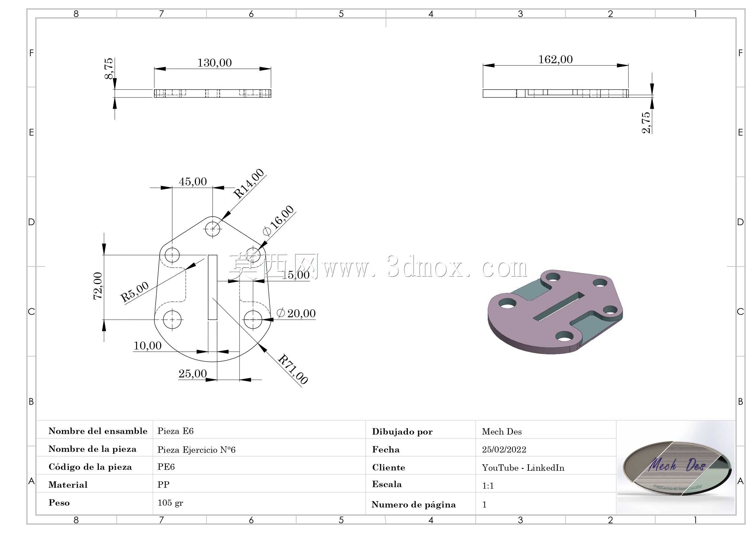 Pieza Ejercicio 6号