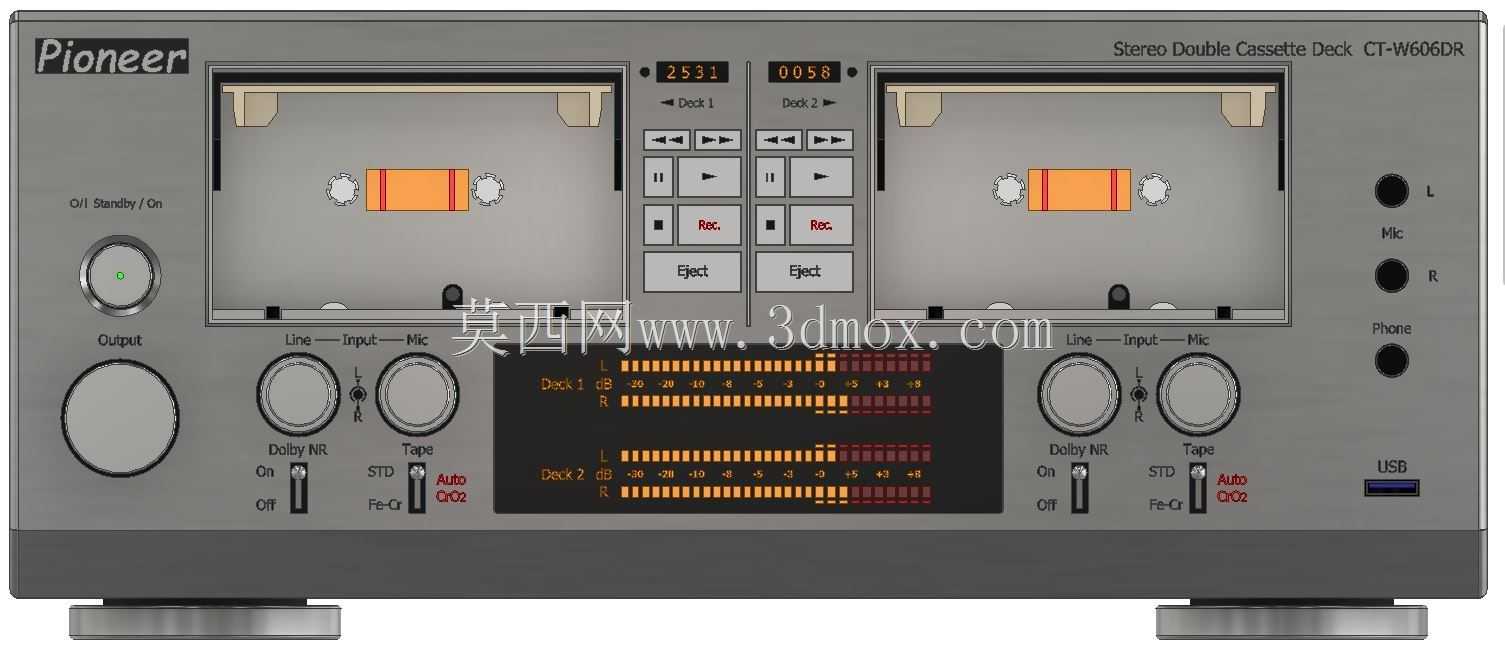Pioneer_Doppel Cassetendeck_CT-W606DR_Silber
