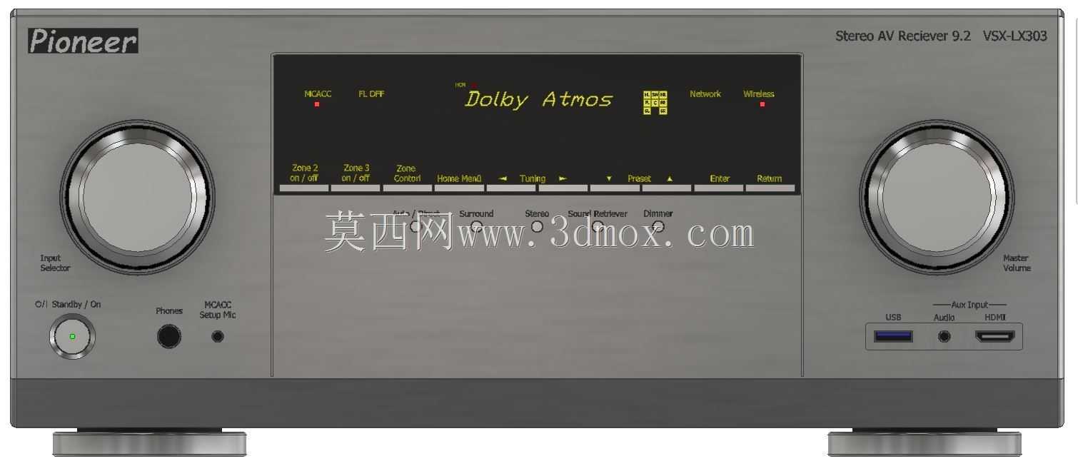 Pioneer_AV Reciver 9.2_VSX-LX 303_Silber
