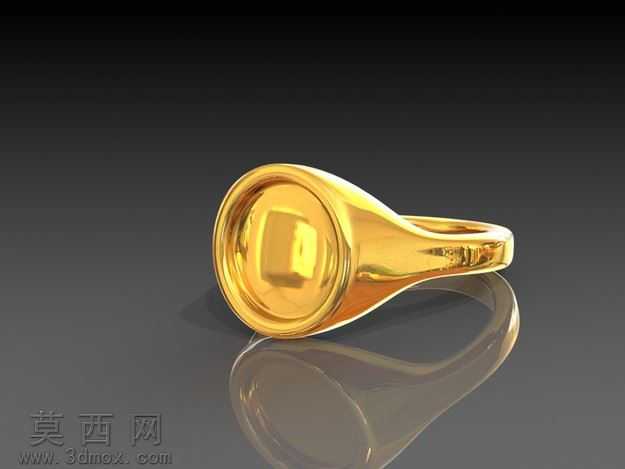 简约光面素圈男士戒指三维设计作品
