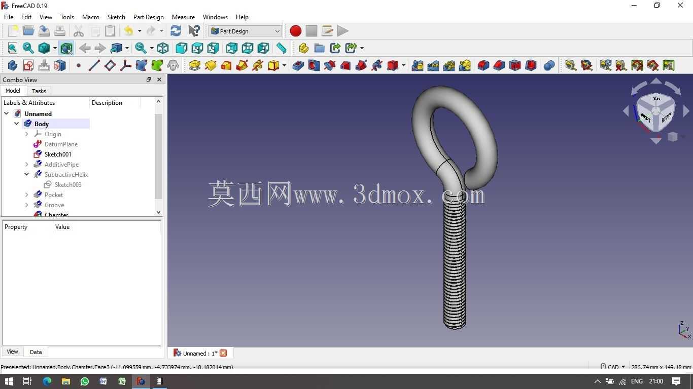 FreeCAD�еĵ�����˨