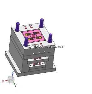 4型腔杏仁跌落式翻盖模具