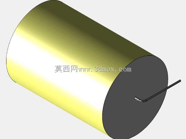 直径43 mm的轴向或圆柱形薄膜电容器3D模型(聚酯和聚丙烯,黄色)