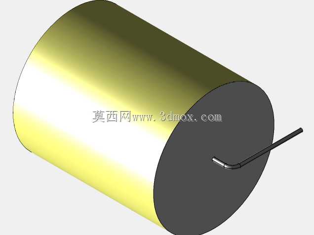 直径42.5mm的轴向或圆柱形薄膜电容器3D模型(聚酯和聚丙烯,黄色)