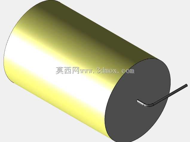 直径39 mm的轴向或圆柱形薄膜电容器3D模型(聚酯和聚丙烯,黄色)