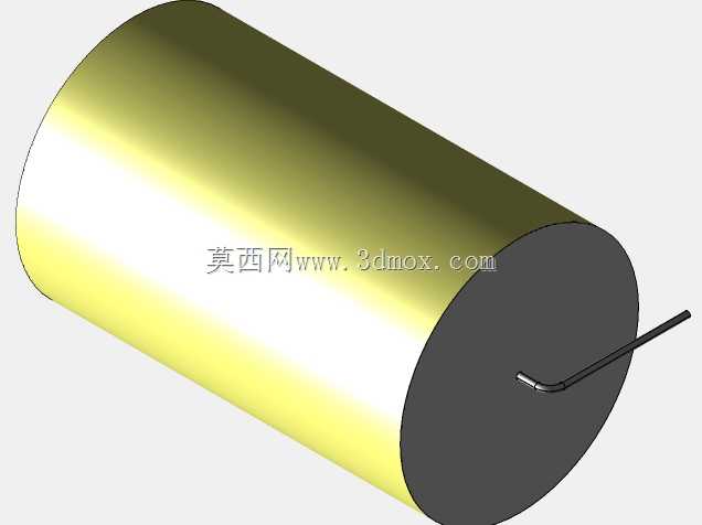 直径39 mm的轴向或圆柱形薄膜电容器3D模型(聚酯和聚丙烯,黄色)