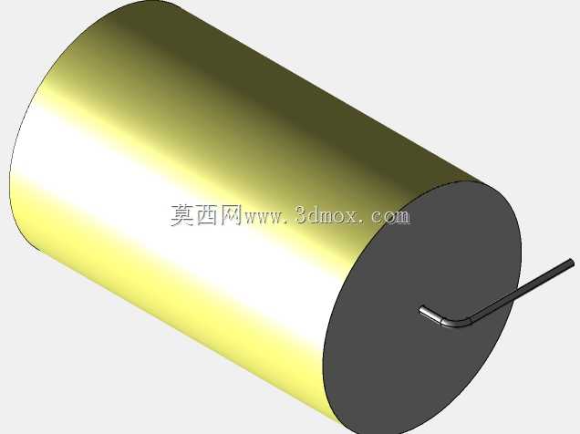 直径38 mm的轴向或圆柱形薄膜电容器3D模型(聚酯和聚丙烯,黄色)