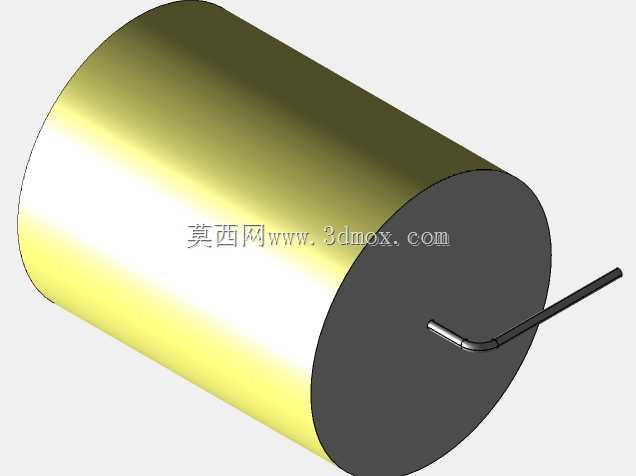 直径38.5 mm的轴向或圆柱形薄膜电容器3D模型(聚酯和聚丙烯,黄色)