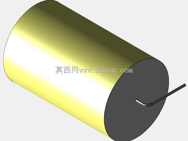 直径38.5 mm的轴向或圆柱形薄膜电容器3D模型(聚酯和聚丙烯,黄色)