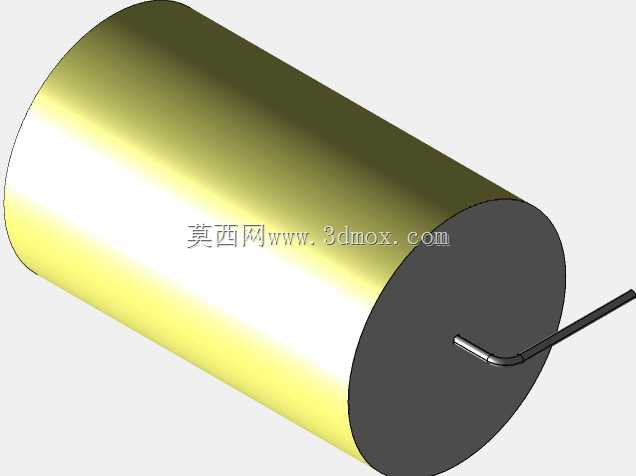 直径36 mm的轴向或圆柱形薄膜电容器3D模型(聚酯和聚丙烯,黄色)