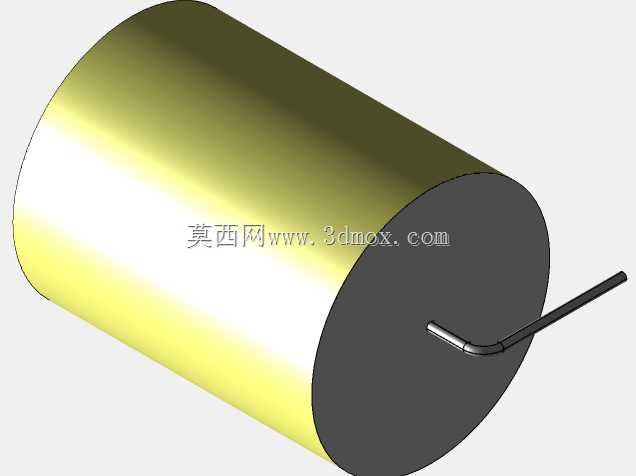 直径35 mm的轴向或圆柱形薄膜电容器3D模型(聚酯和聚丙烯,黄色)