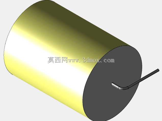 直径35 mm的轴向或圆柱形薄膜电容器3D模型(聚酯和聚丙烯,黄色)