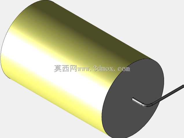 直径35 mm的轴向或圆柱形薄膜电容器3D模型(聚酯和聚丙烯,黄色)