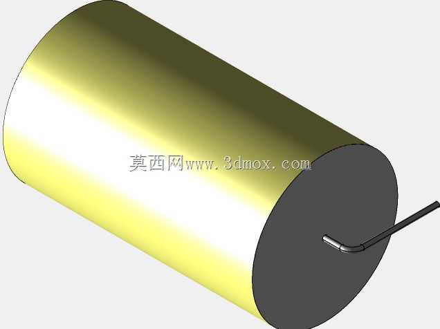直径35 mm的轴向或圆柱形薄膜电容器3D模型(聚酯和聚丙烯,黄色)