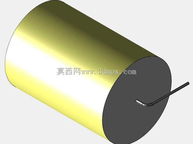 直径33 mm的轴向或圆柱形薄膜电容器3D模型(聚酯和聚丙烯,黄色)